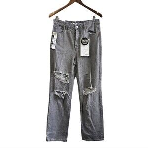 90s Boyfriend distressed straight grey jeans NWT